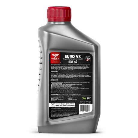 TRIAX Euro VX 5W-40 Full Synthetic DPF | BMW LL-04 | MB 229.51