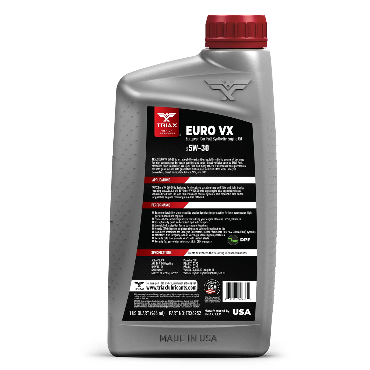 TRIAX Euro VX 5W-30 Full Synthetic DPF | 507.00 | 504.00 Longlife III