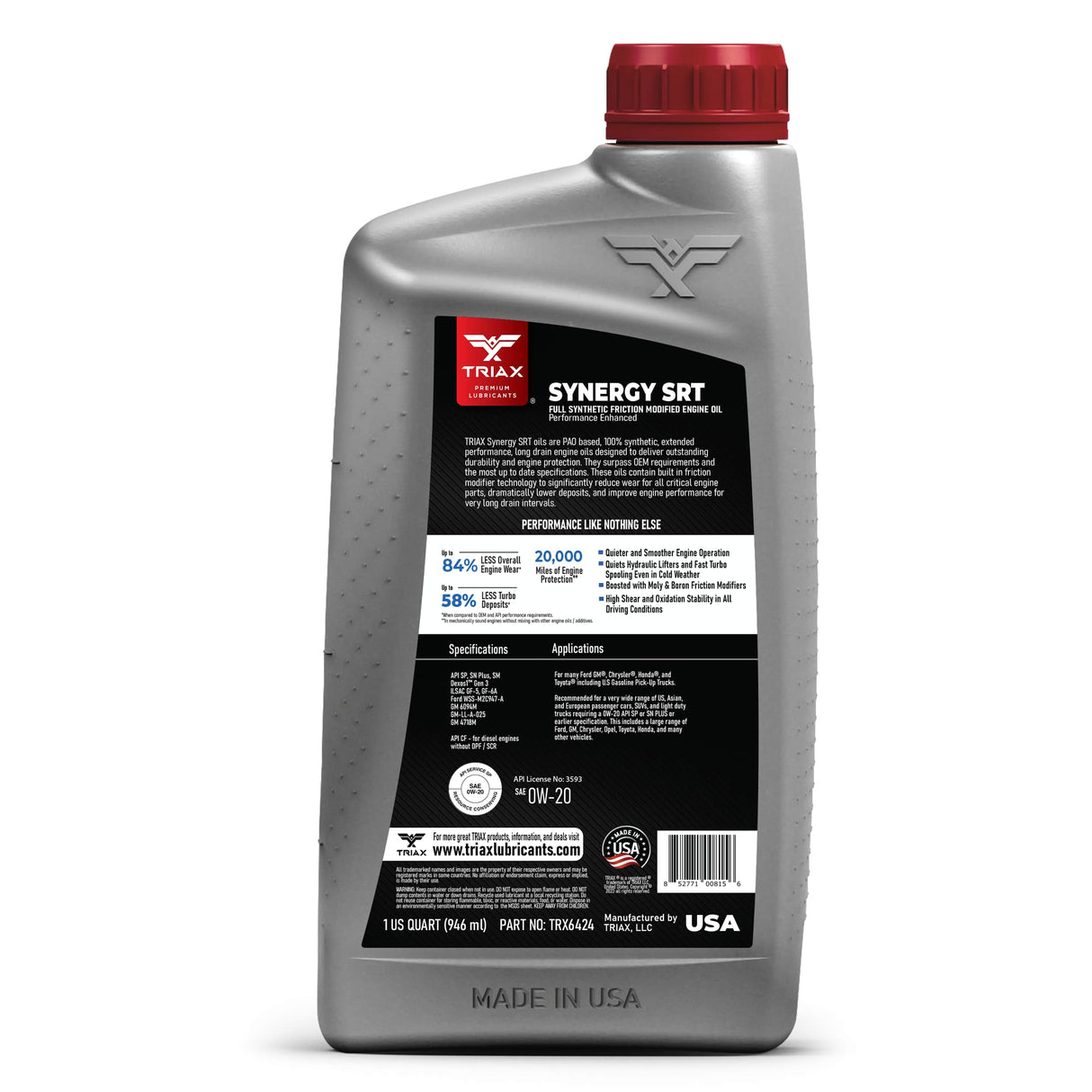 TRIAX SYNERGY SRT 0W-20 Full Synthetic