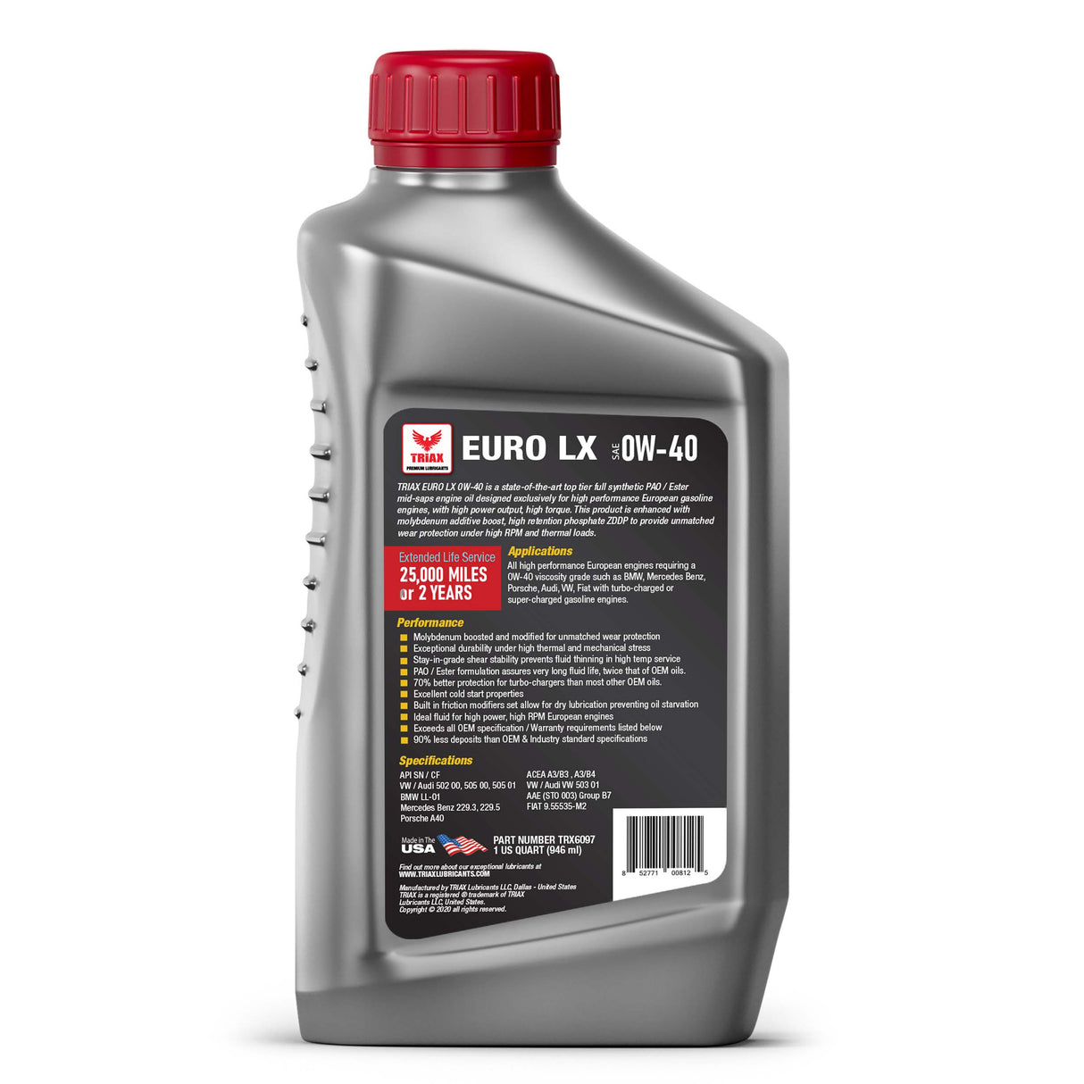 TRIAX Euro LX 0W-40 Full Synthetic/ Benzina | BMW LL-01 | MB 229.5